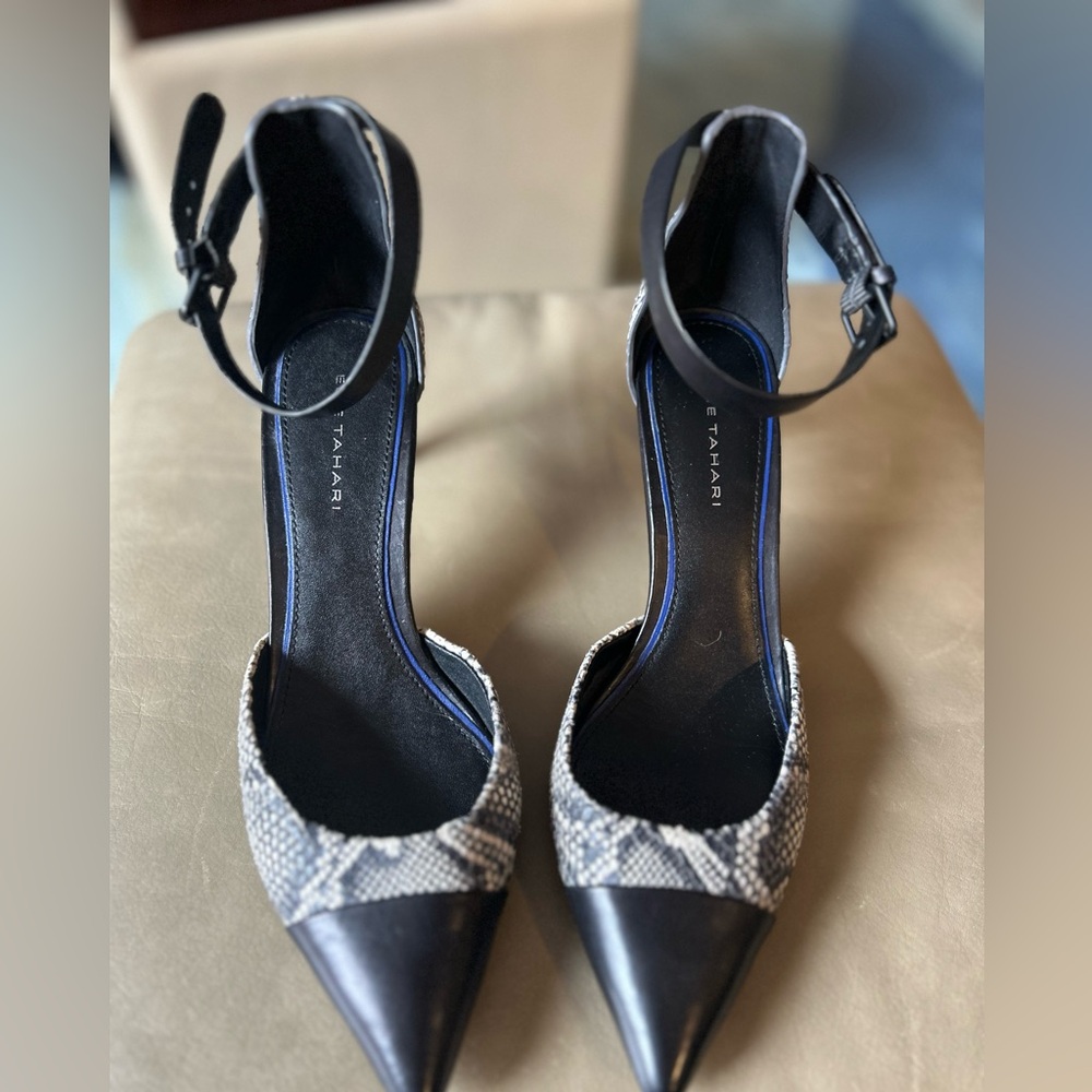 Tahari Snakeskin and Black Heels